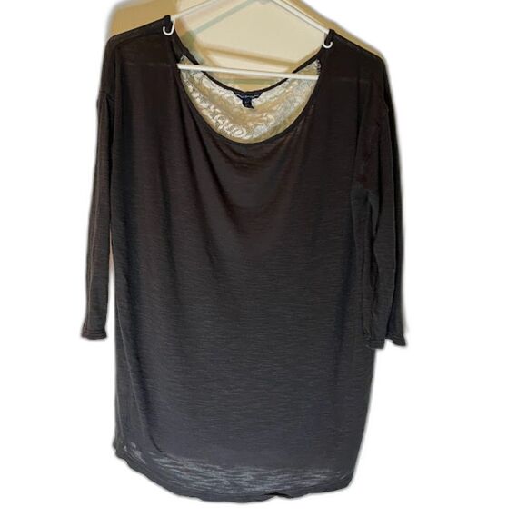 American Eagle Cute Goth Charcoal Gray with Lace Back Top SZ M - Picture 1 of 4